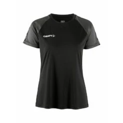 Craft Sport-Shirt Squad 2.0 Contrast Jersey (hohe Elastizität, Bequeme Passform) Schwarz Damen
