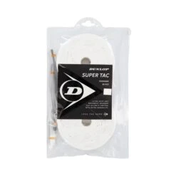 Dunlop Overgrip Super Tac 0.5mm - Extrem Griffig, Feuchtigkeitsabsorbierend - Weiss - 30 Stück Beutel