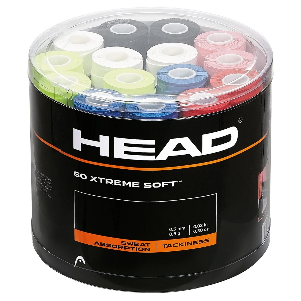 Head Overgrip Xtreme Soft 0.5mm Farblich Sortiert 60er Dose 1 Head Overgrip Xtreme Soft 0.5mm Farblich Sortiert 60er Dose