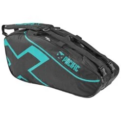 Pacific Tennis-Racketbag X Tour XL (Schlägertasche, 2 Hauptfächer, 1 Thermofach) Schwarz/petrol 6er