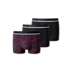 Schiesser Unterwäsche Boxershorts 95/5 Organic Cotton Schwarz/rot Gemustert Herren - 3 Stück