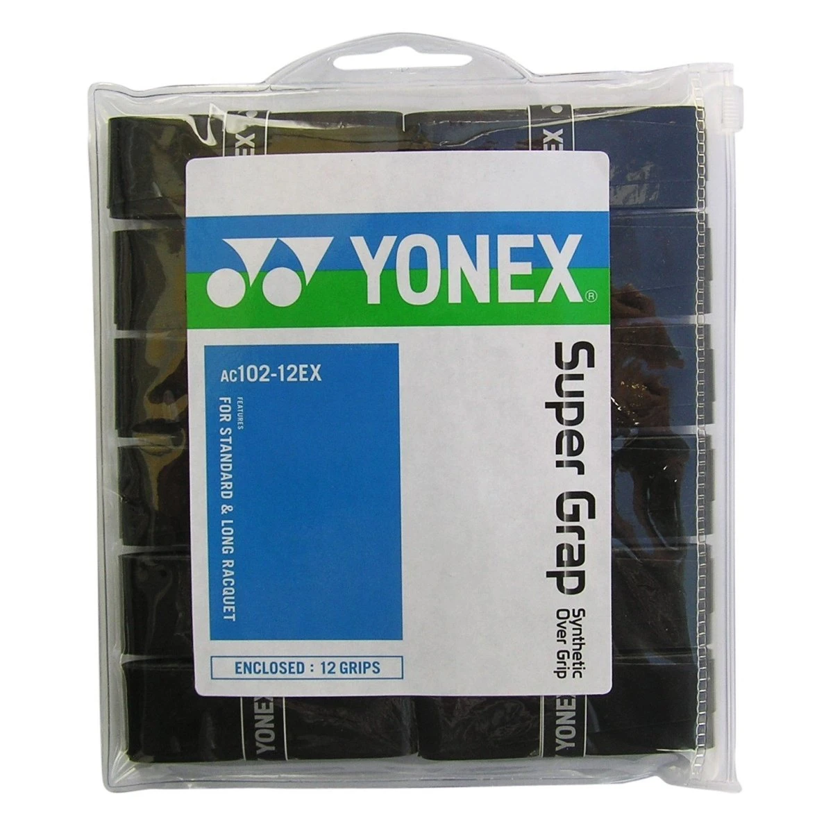 Yonex Overgrip Super Grap 0.6mm (Komfort/glatt/leicht Haftend) Schwarz 12er Clip-Beutel 1 Yonex Overgrip Super Grap 0.6mm (Komfort/glatt/leicht Haftend) Schwarz 12er Clip-Beutel
